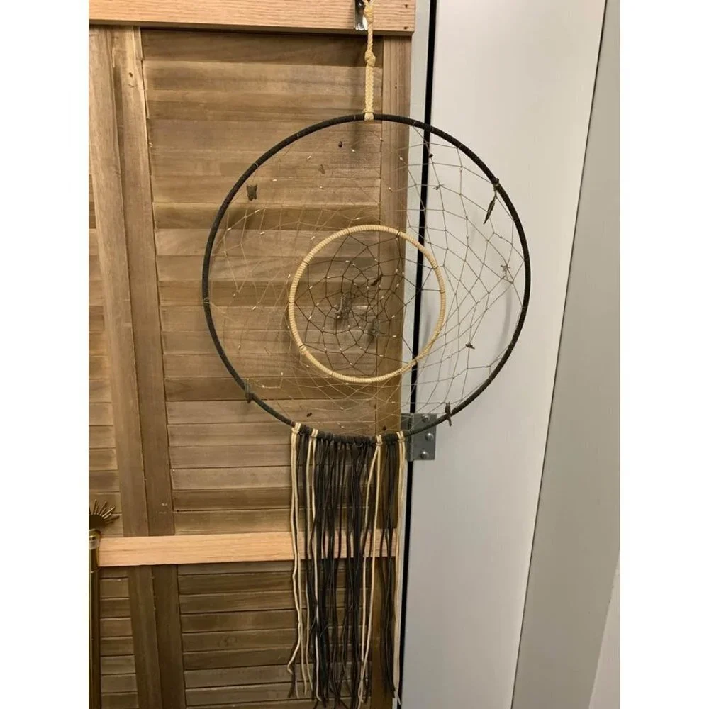 Large Handmade Dream Catcher with Cowboy Themed Charms, Leather Fringe